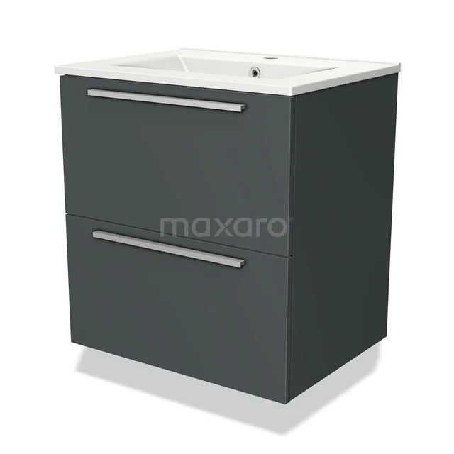 Grey Bathroom unit with two drawers, modern design and high-gloss finish; ideal for stylish bathroom storage.