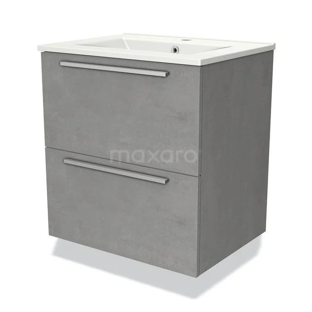 Grey bathroom furniture set with ceramic basin, two drawers and modern design for stylish bathroom design.