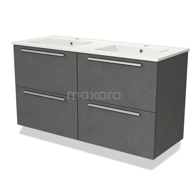 Modulo Vanity units with basin | 120 cm Dark grey concrete Flat front Ceramic 4 drawers BMW18-00743