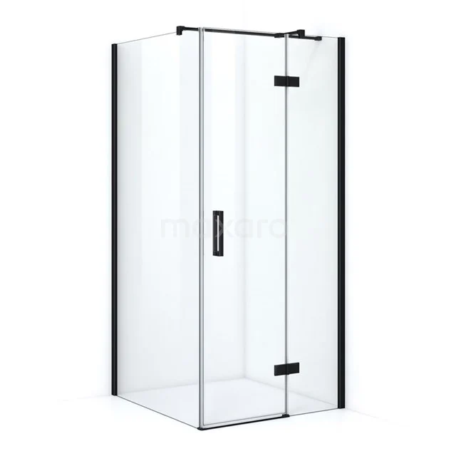 Pearl Shower enclosure | 100x90 cm Matte black Clear glass Pivot door Rectangle CPB1054320M Modern glass shower enclosure with black frame and pivot door, ideal for stylish bathroom design.