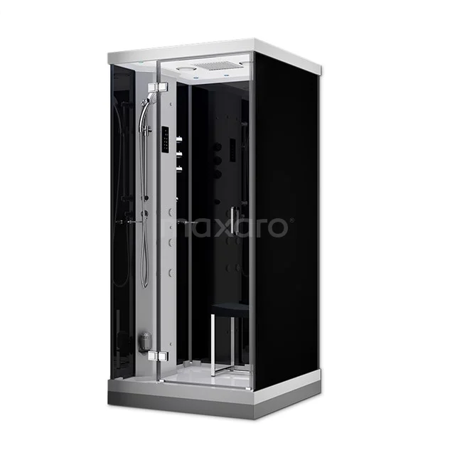 Lusso 1 Person Steam shower | 100x100 cm Black glass Pivot door Square SHA1010221