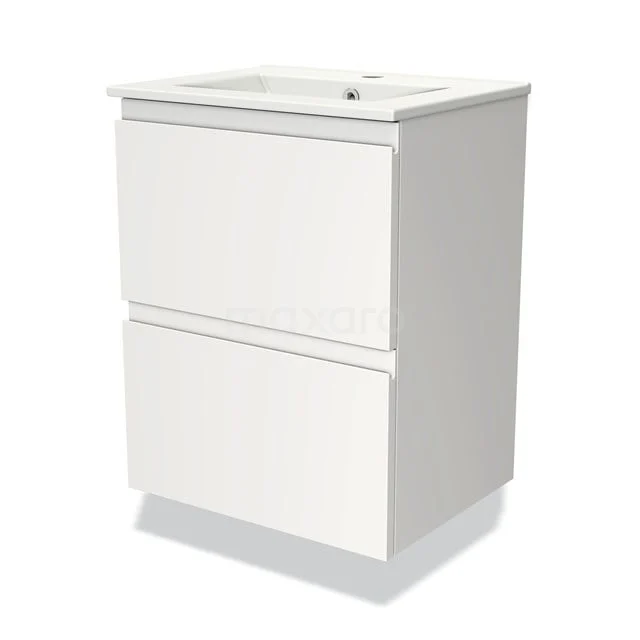 White bathroom unit with two drawers, sleek design, made of moisture-resistant materials, perfect for modern bathrooms.