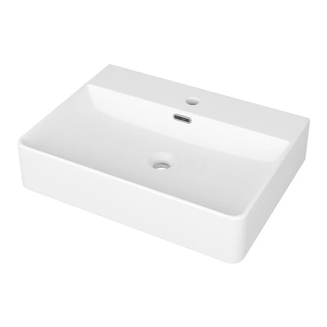 Freihängendes Wandwaschbecken Clasico 59,5 cm Keramik Matt Weiß 1 Hahnloch K110-1230MW Weißes, rechteckiges Waschbeckenmodell aus Keramik mit einem einzelnen Wasserhahngriff, perfekt für moderne Badezimmergestaltungen.