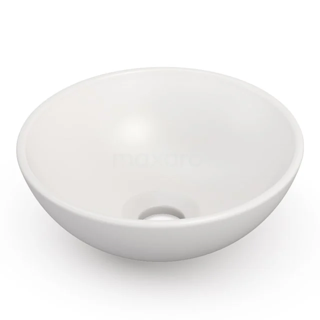 Weiße keramische Aufsatzwaschbecken, runde Form, ideal für einen modernen Badezimmerstil.