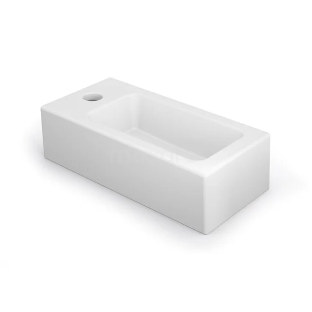 Handwaschbecken WC Clasico Keramik Matt Weiß Hahnloch Links K110-1060MW Rechteckiges weißes Waschbecken aus Keramik, kompaktes Design ideal für moderne Bäder.