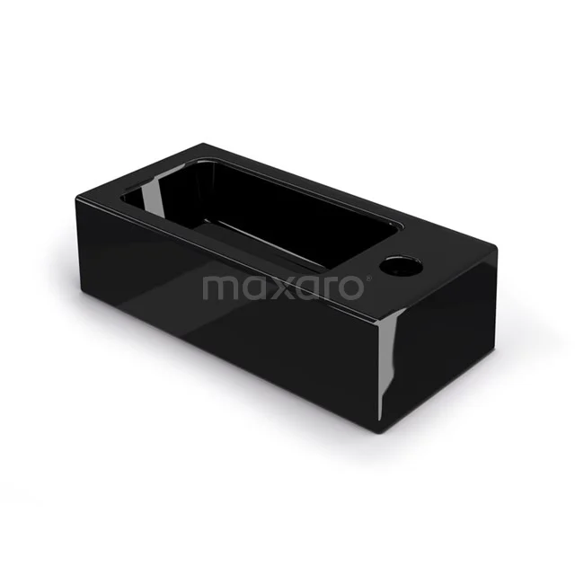 Small cloakroom basin WC Clasico Ceramic Gloss Black Tap hole Right K110-1065GB