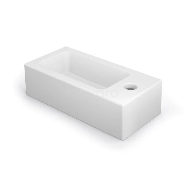 Handwaschbecken WC Clasico Keramik Matt Weiß Hahnloch Rechts K110-1065MW Weiße rechteckige keramische Waschbecken mit integriertem Hahnloch, ideal für moderne und kompakte Badezimmerdesigns.