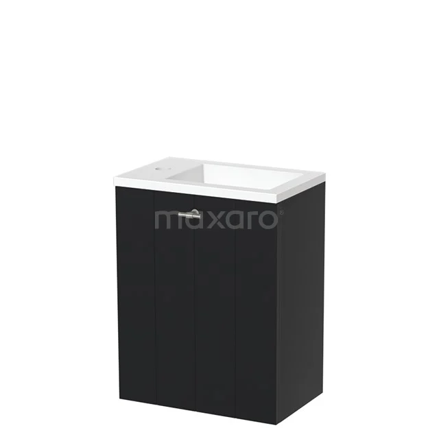 Modulo Pico Toiletmeubel met wastafel | 40 cm Mat zwart Lamel front Solid surface TMW10-00230