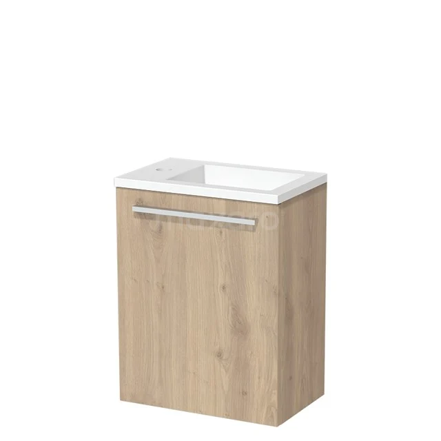 Modulo Pico WC-Möbel mit Waschbecken | 40 cm Hellbraune Eiche Glatte Front Solid Surface TMW10-00239 Kompakte Holz-Badmöbel mit weißem Waschbecken, modernes Design, geeignet für kleine Bäder.