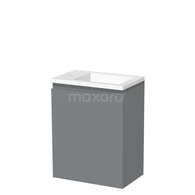 Modulo Pico WC-Möbel mit Waschbecken | 40 cm Mittelgrau Grifflose Front Solid Surface TMW10-00251 Kompakte graue Badmöbel mit weißer keramischer Waschtischplatte, ideal für moderne Bäder.