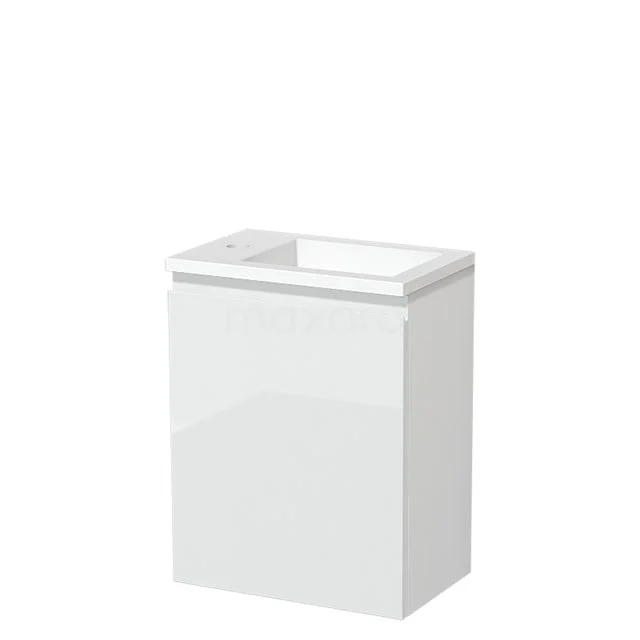 Modulo Pico WC-Möbel mit Waschbecken | 40 cm Hochglanz Weiß Grifflose Front Solid Surface TMW10-00255 Weißer Badschrank mit Hochglanzoberfläche, kompaktes Design, ideal für Stauraum in kleinen Bädern.