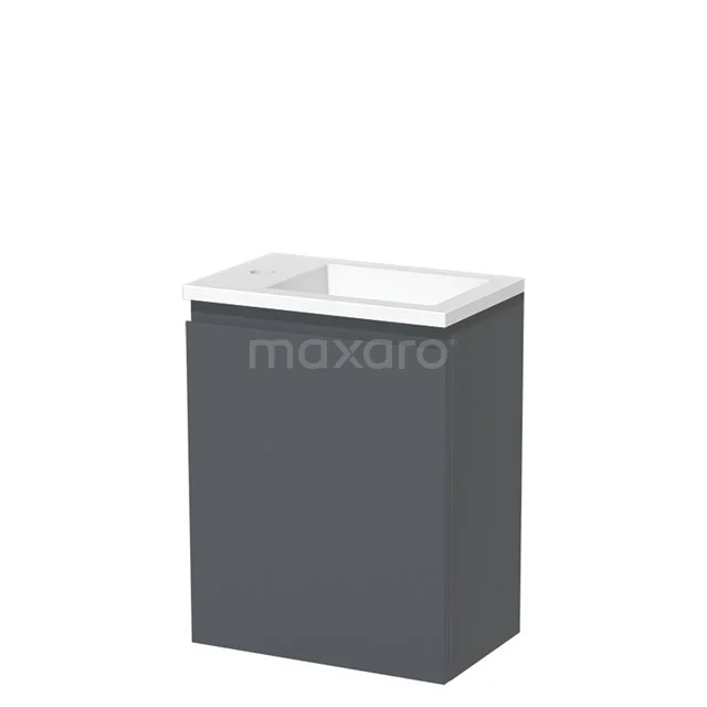 Modulo Pico WC-Möbel mit Waschbecken | 40 cm Dunkelgrau Grifflose Front Solid Surface TMW10-00263 Grauer Badschrank mit integriertem weißen Waschbecken, kompaktes Design und modernes Material, perfekt für kleine Bäder.