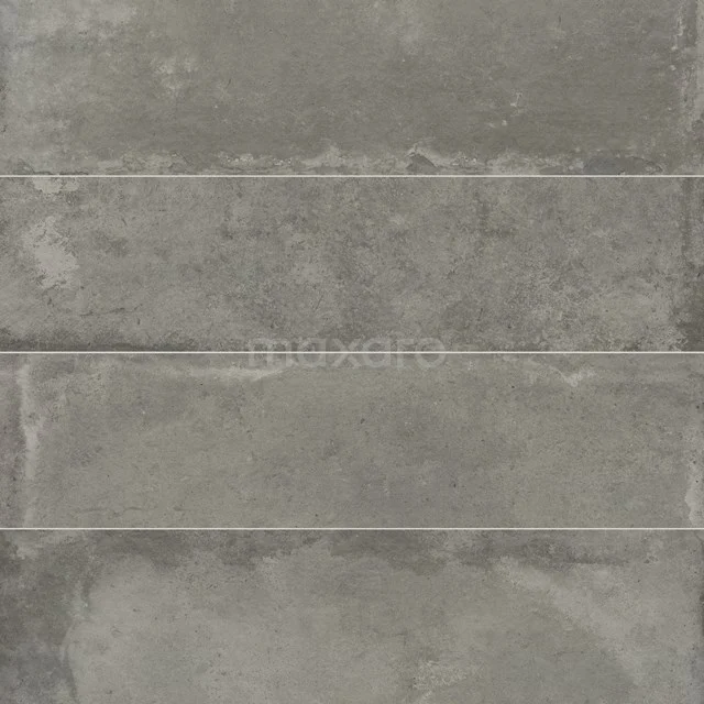 Graue keramische Badezimmerfliese mit Betonlook, rechteckigem Design und matter Oberfläche, ideal für moderne Wandverkleidungen.
