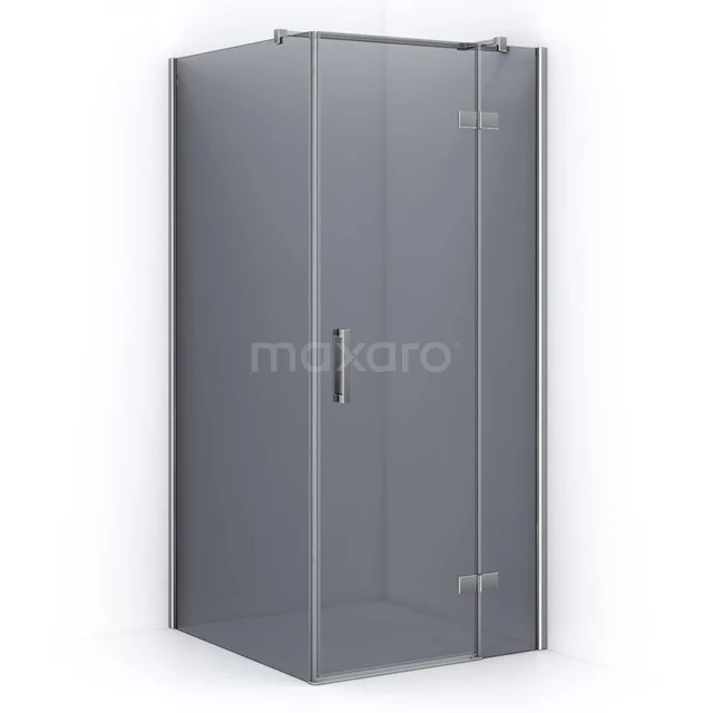 Glass corner shower cabin with matte black profiles, pivot door and minimalist design, ideal for modern bathrooms.