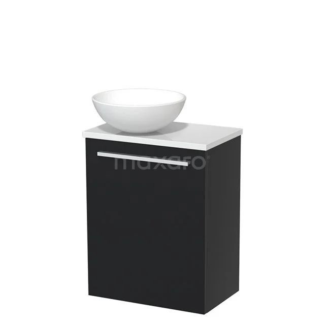 Toilet unit with wash basin | 41 cm Matte black Flat front Matte white Ceramic countertop wash basin High-gloss white worktop TMK10-03451