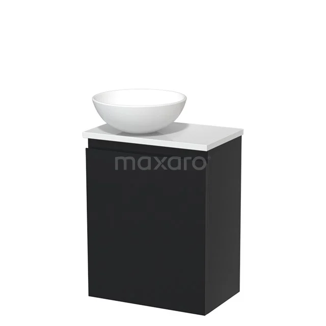 Toilet unit with countertop wash basin | 41 cm Matte white Handleless front Matte white Ceramic basin High-gloss white worktop TMK10-03453