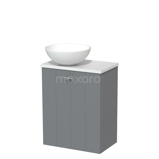 Toiletmeubel met Waskom Keramiek Modulo Middengrijs Lamel 41 cm Hoogglans Wit Blad TMK10-03504