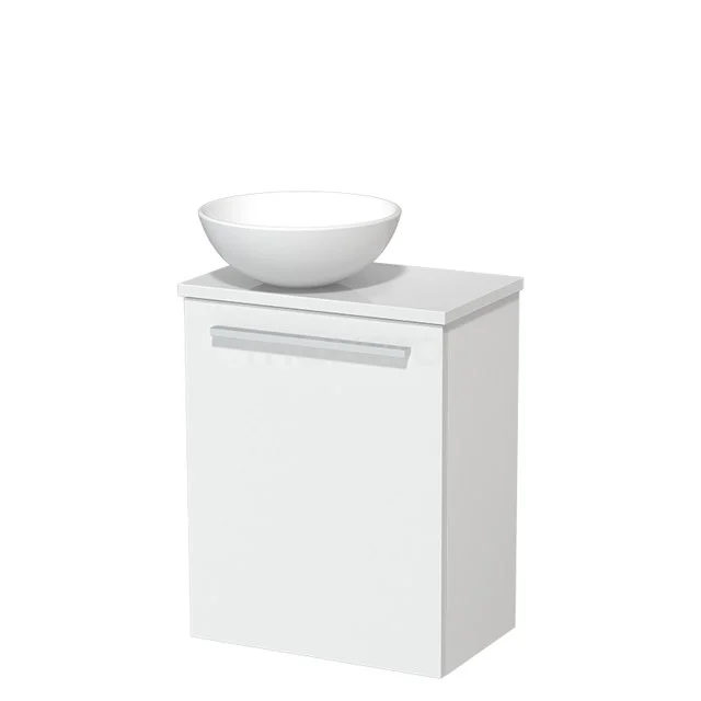 Toilet unit with wash basin | 41 cm Flat front Matte white Ceramic countertop wash basin High-gloss white worktop TMK10-03611