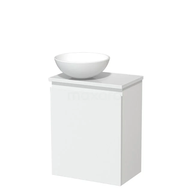 Toilet unit with wash basin | 41 cm Matte white Handleless front Matte white Ceramic countertop wash basin High-gloss white worktop TMK10-03614