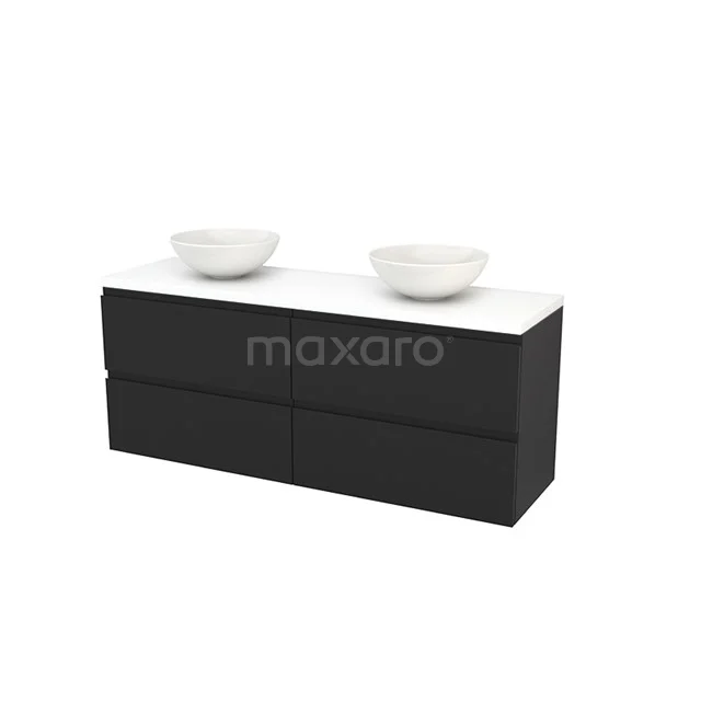 Badkamermeubel voor Waskom 160cm Carbon Greeploos Modulo+ Plato Mat Wit Blad BMK002779