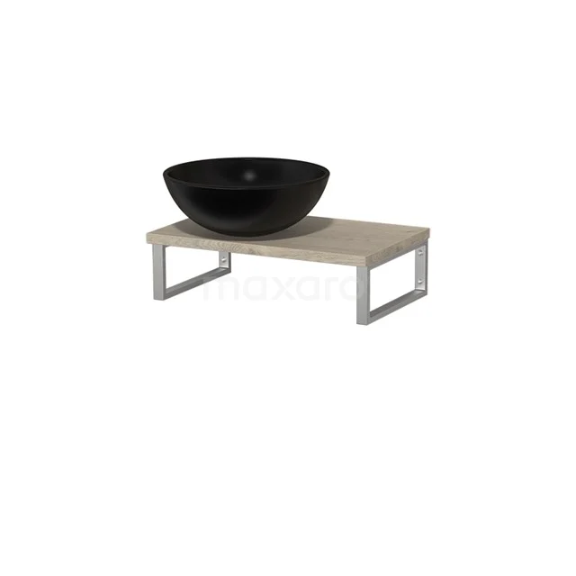 Modulo Pico Basin worktop with countertop wash basin | 41 cm Light grey oak Matte black Ceramic TMK01-00153