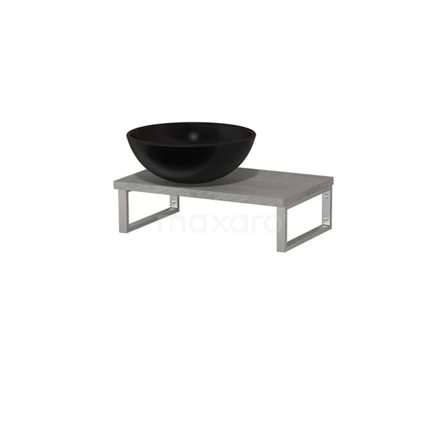 Modulo Pico Basin worktop with countertop wash basin | 41 cm Grey oak Matte black Ceramic TMK01-00157