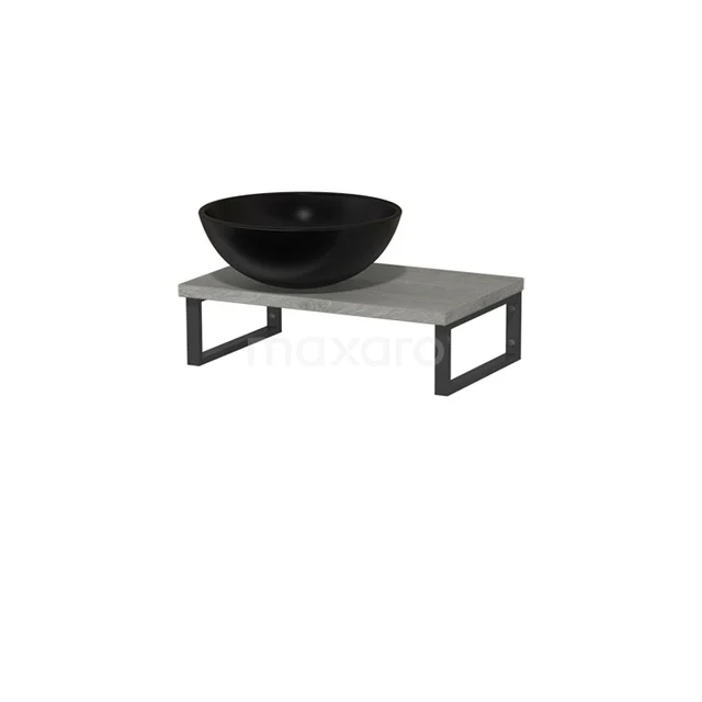 Modulo Pico Basin worktop with countertop wash basin | 41 cm Grey oak Matte black Ceramic TMK01-00171