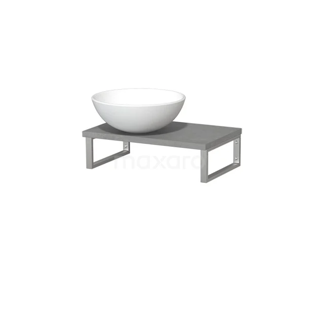 Graue Badmöbel-Set mit weißem keramischen Aufsatzwaschbecken, modernes Designstil, ideal für stilvolle und funktionale Bäder.