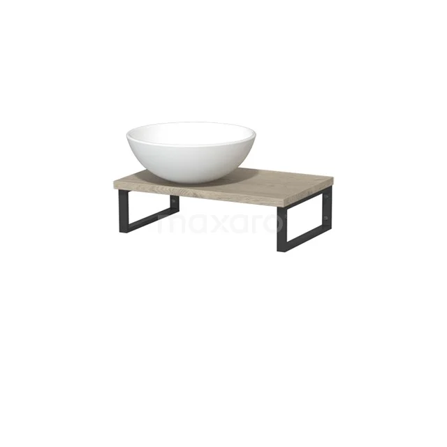 Modulo Pico Basin worktop with basin | 41 cm Light grey oak Matte white Ceramic TMK01-00195