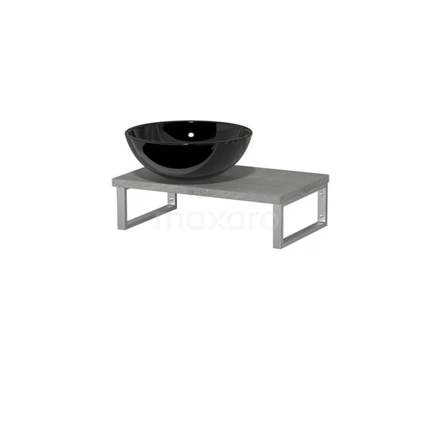 Modulo Pico Basin worktop with basin worktop | 41 cm Grey oak High-gloss black Ceramic TMK01-00213