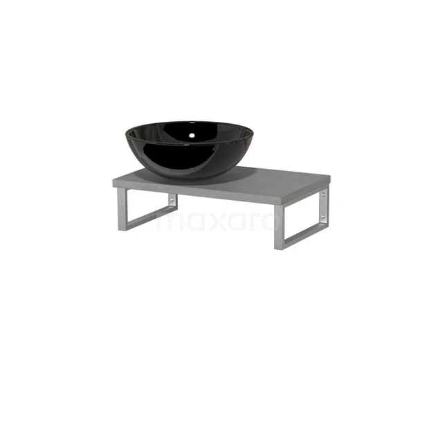Modulo Pico Basin worktop with countertop wash basin | 41 cm Light grey concrete High-gloss black Ceramic TMK01-00214
