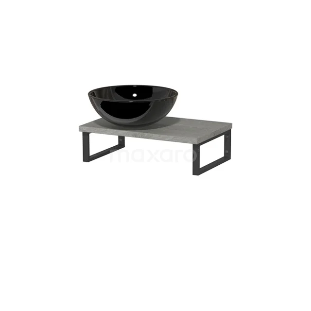 Modulo Pico Basin worktop with basin worktop | 41 cm Grey oak High-gloss black Ceramic TMK01-00227