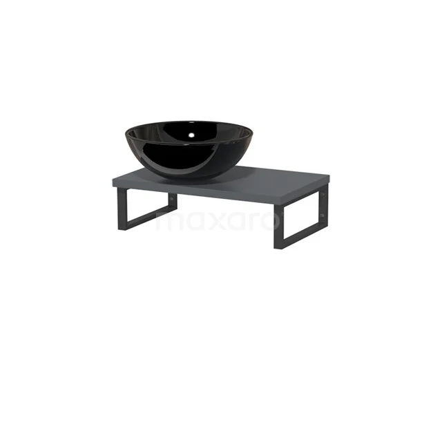 Modulo Pico Basin worktop with countertop wash basin | 41 cm Dark grey High-gloss black Ceramic TMK01-00233
