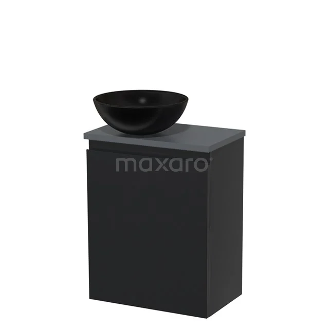 Toilet unit with wash basin | 41 cm Matte black Handleless front Matte black Ceramic countertop wash basin Dark grey worktop TMK10-02968