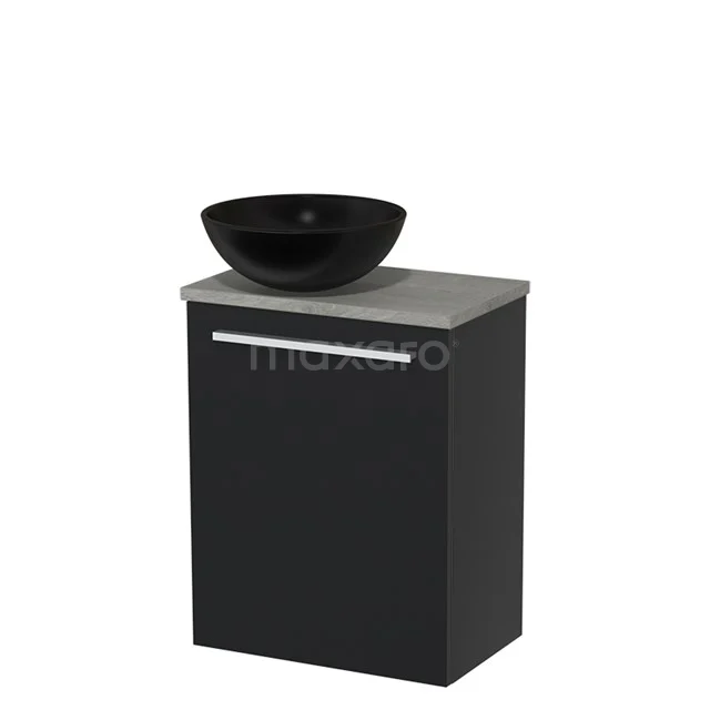 Toilet unit with wash basin | 41 cm Matte black Flat front Matte black Ceramic countertop wash basin Grey oak worktop TMK10-02993