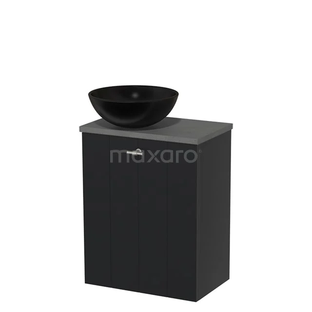 Toilet unit with wash basin | 41 cm Matte black Lamel front Matte black Ceramic Countertop wash basin Dark grey concrete worktop TMK10-03002