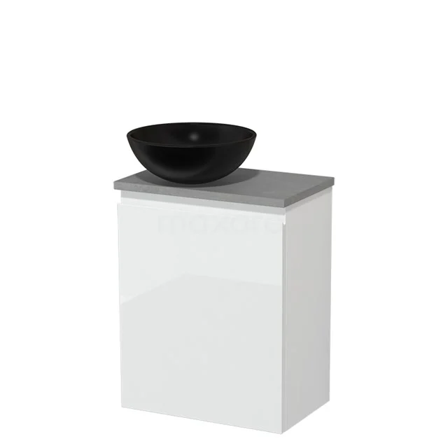 Toiletmeubel met Waskom Keramiek Modulo Hoogglans Wit Greeploos 41 cm Lichtgrijs Beton Blad TMK10-03103