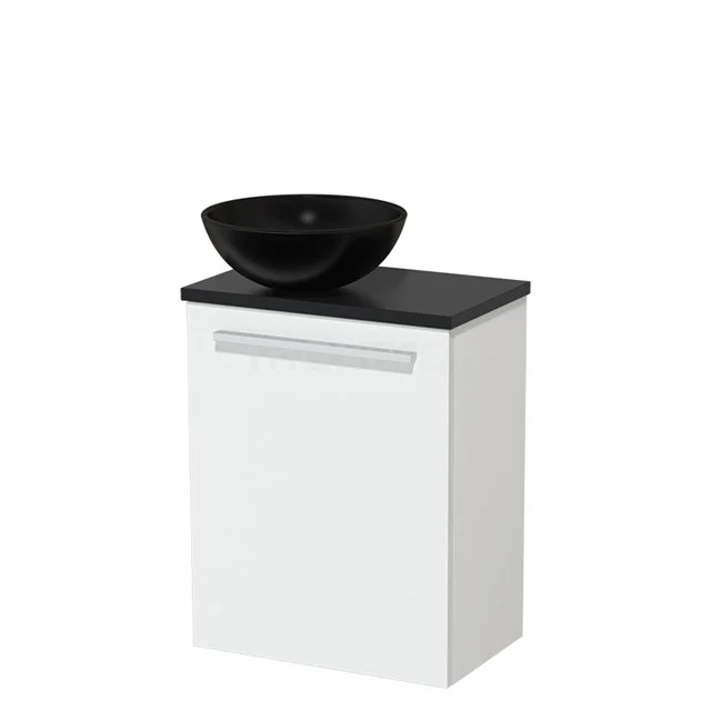 Toilet unit with wash basin | 41 cm Matte white Flat front Matte black Ceramic countertop wash basin Matte black worktop TMK10-03109