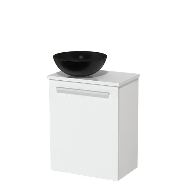 Toilet unit with wash basin | 41 cm Matte white Flat front Matte black Ceramic countertop wash basin High-gloss white worktop TMK10-03117
