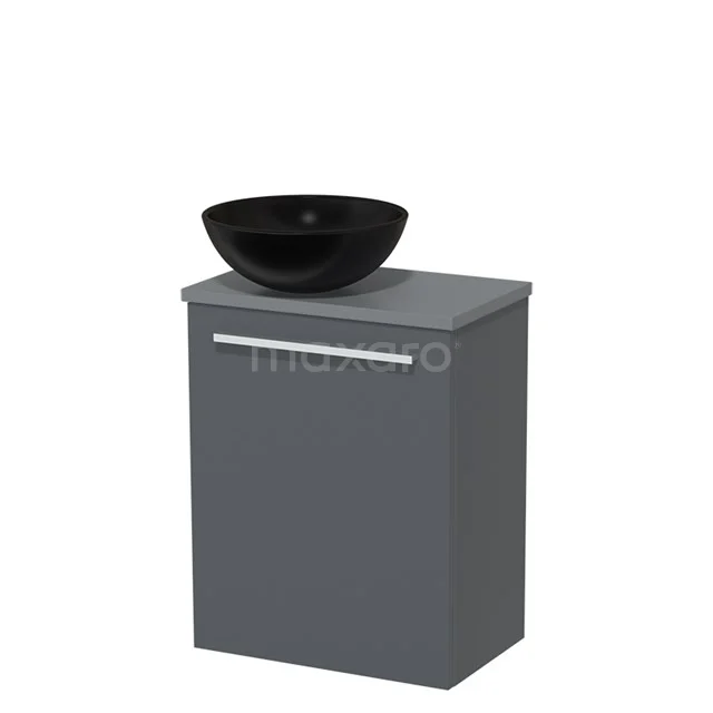 Toilet unit with wash basin | 41 cm Dark grey Flat front Matte black Ceramic countertop wash basin Mid grey worktop TMK10-03165