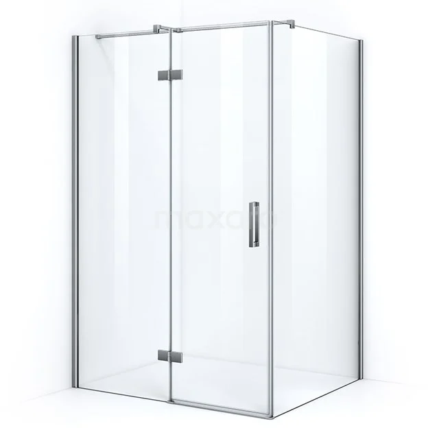 Rectangular glass shower enclosure with silver accents, ideal for a modern bathroom.