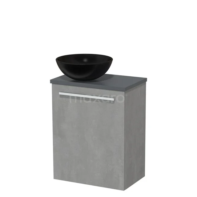 Toilet unit with wash basin | 41 cm Light grey concrete Flat front Matte black Ceramic wash basin Dark grey concrete worktop TMK10-03425