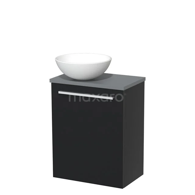 Toilet unit with wash basin | 41 cm Matte black Flat front Matte white Ceramic wash basin Mid grey worktop TMK10-03447