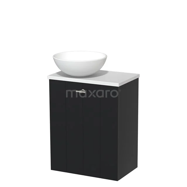 Toilet unit with countertop wash basin | 41 cm Matte black Lamel front Matte white Ceramic countertop wash basin Matte white worktop TMK10-03456