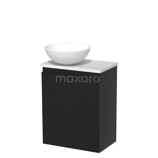 Toilet unit with wash basin | 41 cm Matte black Handleless front Matte white Ceramic countertop wash basin Matte white worktop TMK10-03457