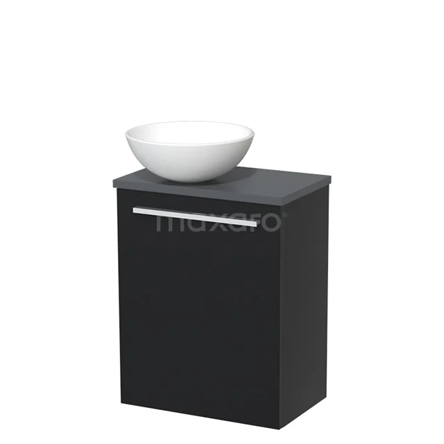 Toilet unit with wash basin | 41 cm Matte black Flat front Matte white Ceramic wash basin Dark grey worktop TMK10-03459