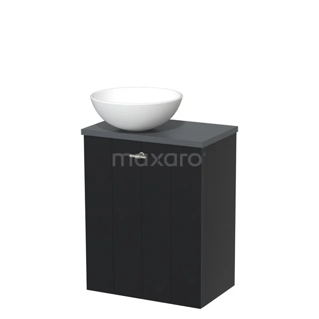 Toilet unit with wash basin | 41 cm Matte black Lamel front Matte white Ceramic countertop wash basin Dark grey worktop TMK10-03460