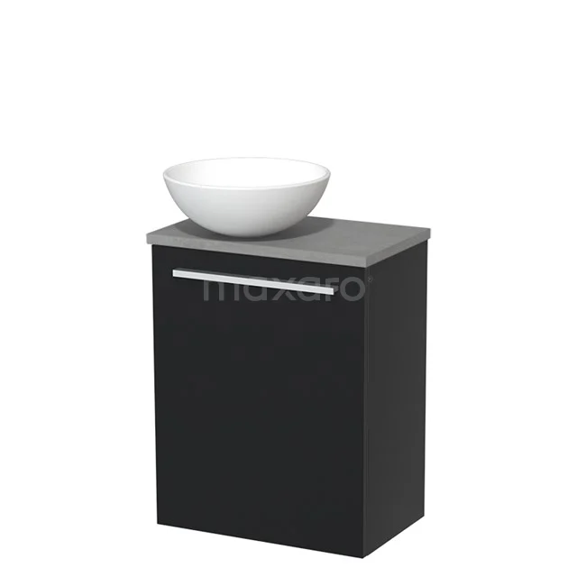 Toilet unit with wash basin | 41 cm Matte black Flat front Matte white Ceramic countertop wash basin Light grey concrete worktop TMK10-03491