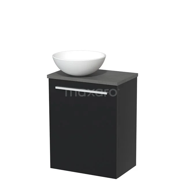 Toilet unit with wash basin | 41 cm Matte black Flat front Matte white Ceramic wash basin Dark grey concrete worktop TMK10-03495