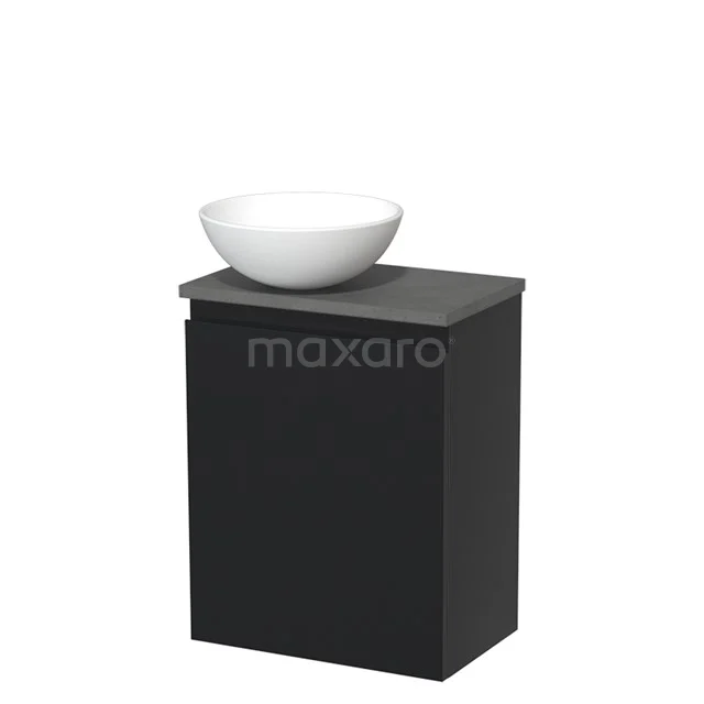 Countertop wash basin | 41 cm Matte white Handleless front Matte black Ceramic worktop Dark grey concrete fronts TMK10-03497
